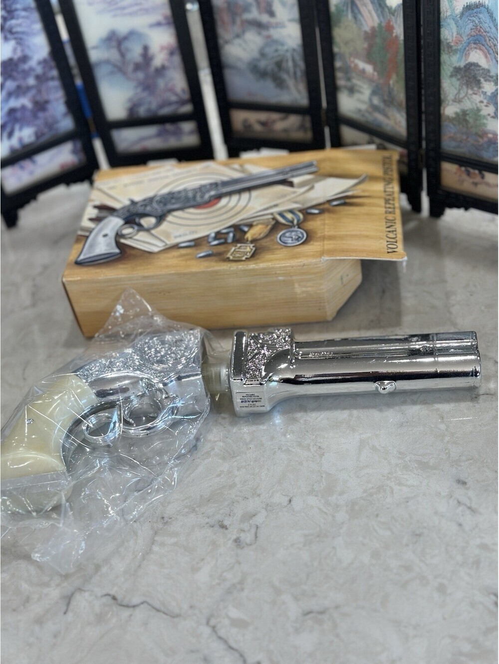 Avon Volcanic Repeating Pistol cologne decanter from the late 1970s Sealed New